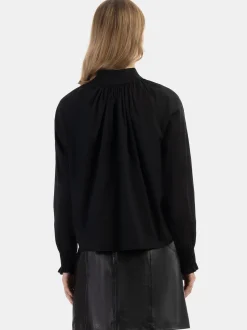 Faina Damen Bluse in schwarz - Ausschnitt: ohne Kragen