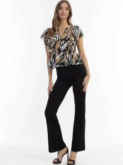 Faina Damen Bluse in schwarz - Ausschnitt: V-Ausschnitt