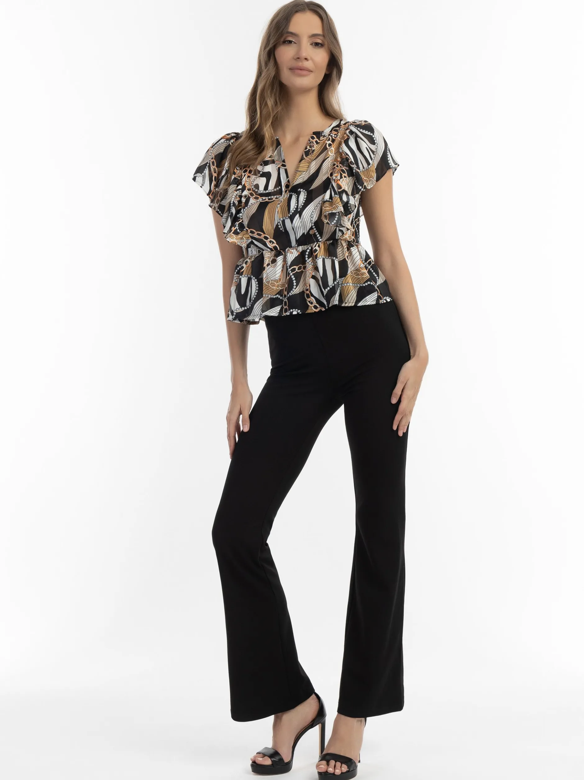 Faina Damen Bluse in schwarz - Ausschnitt: V-Ausschnitt