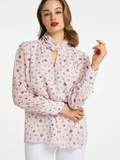 Faina Damen Blusentop langarm in rosa