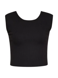 Faina Damen Crop Top in schwarz - Ausschnitt: Rundhals