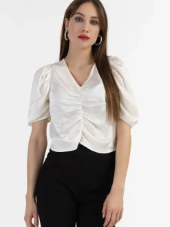 Faina Damen Drapiertes Top in weiß