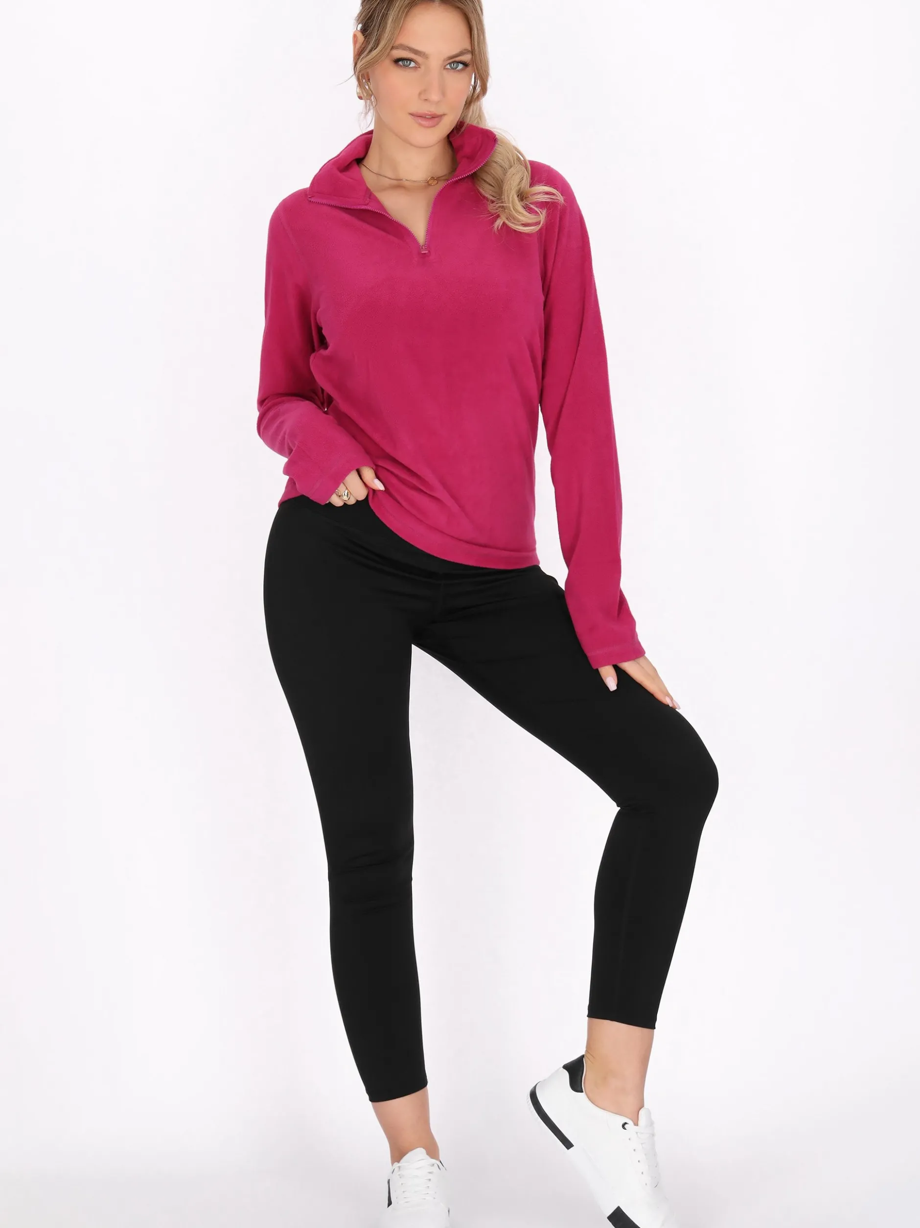 Faina Damen Fleecepullover in fuchsia
