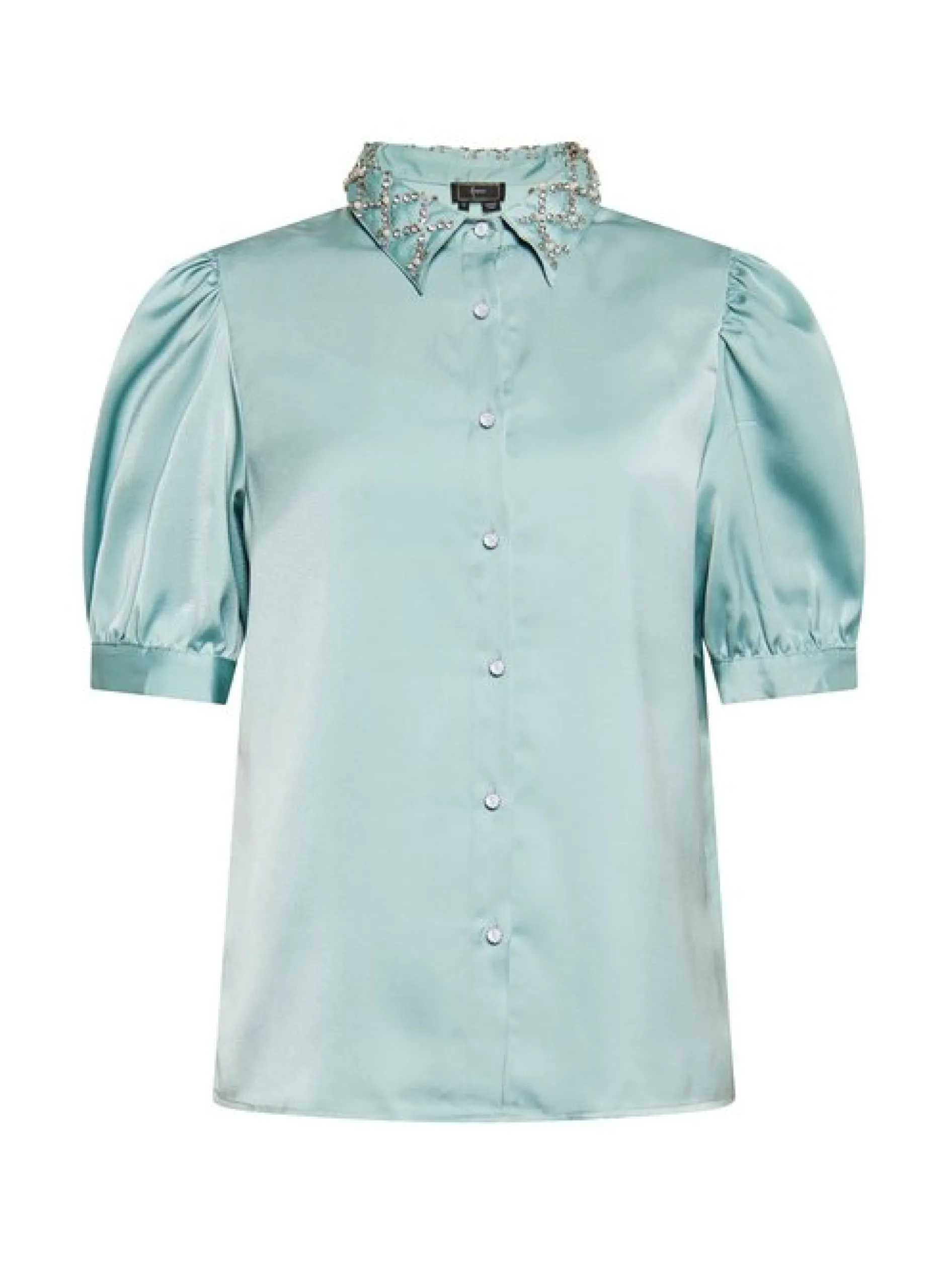 Faina Damen Hemdbluse in mint - Ausschnitt: Rundhals