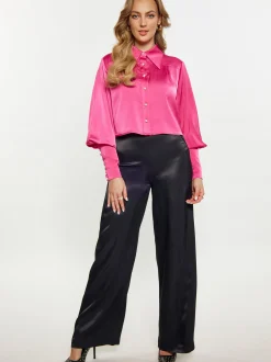 Faina Damen Hemdbluse in pink - Ausschnitt: ohne Kragen
