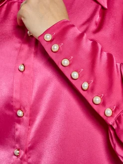 Faina Damen Hemdbluse in pink - Ausschnitt: ohne Kragen