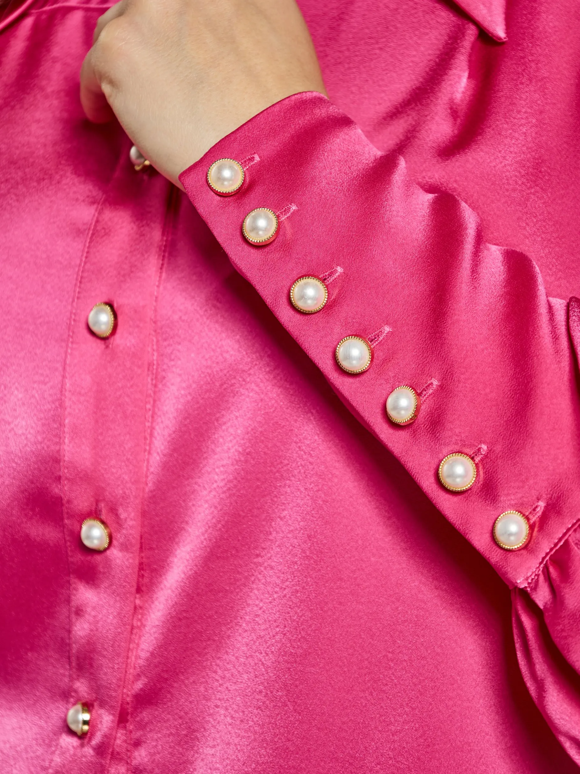 Faina Damen Hemdbluse in pink - Ausschnitt: ohne Kragen