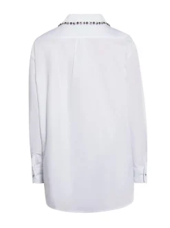 Faina Damen Hemdbluse in weiß - Ausschnitt: ohne Kragen