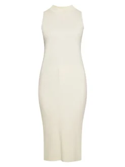 Faina Damen Kleid in beige - Ausschnitt: Rundhals