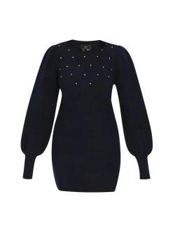 Faina Damen Kleid in blau - Ausschnitt: Rundhals