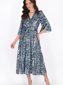 Faina Damen Kleid in blau - Länge: mittel