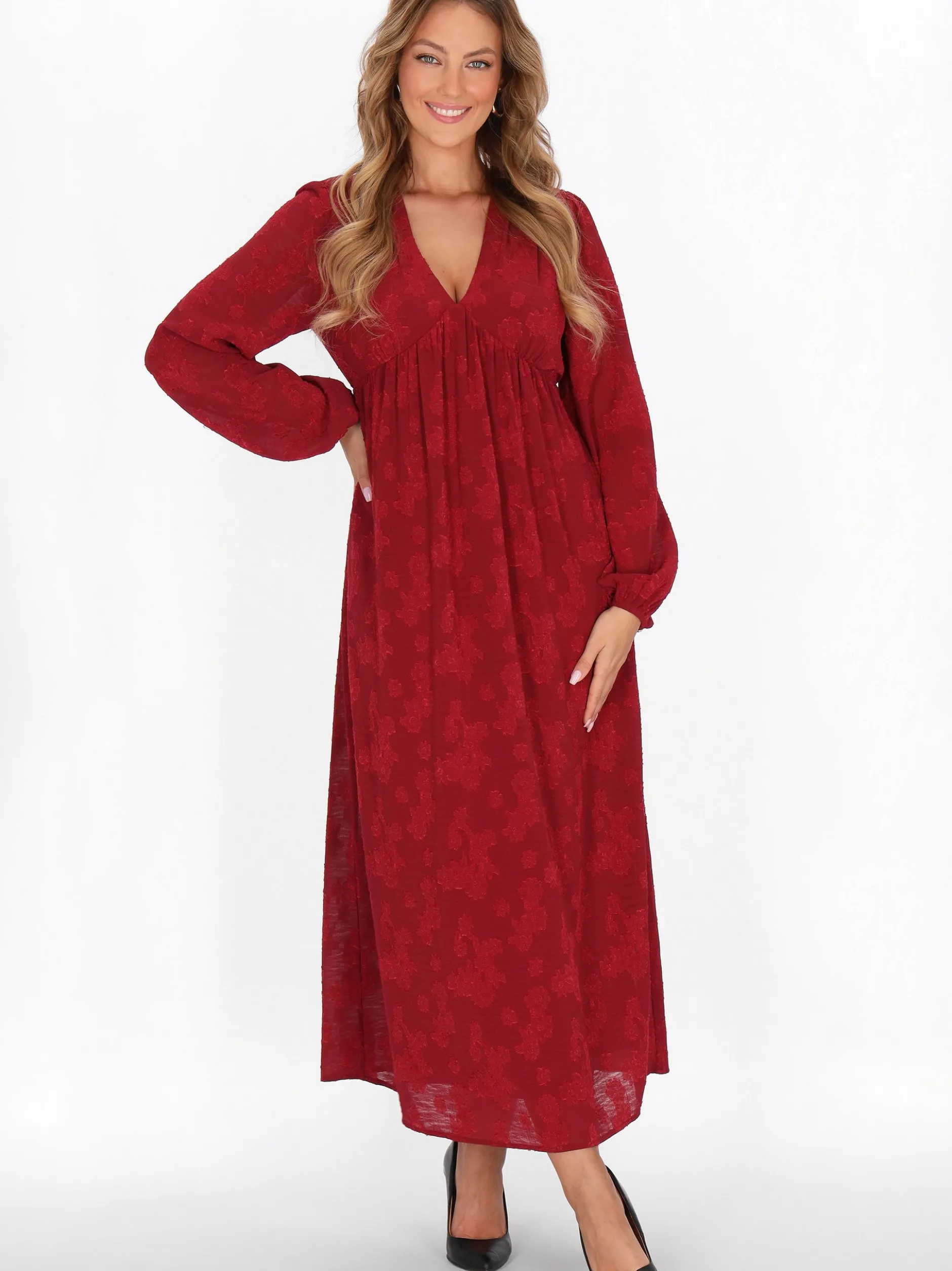 Faina Damen Kleid in bordeaux - Länge: mittel