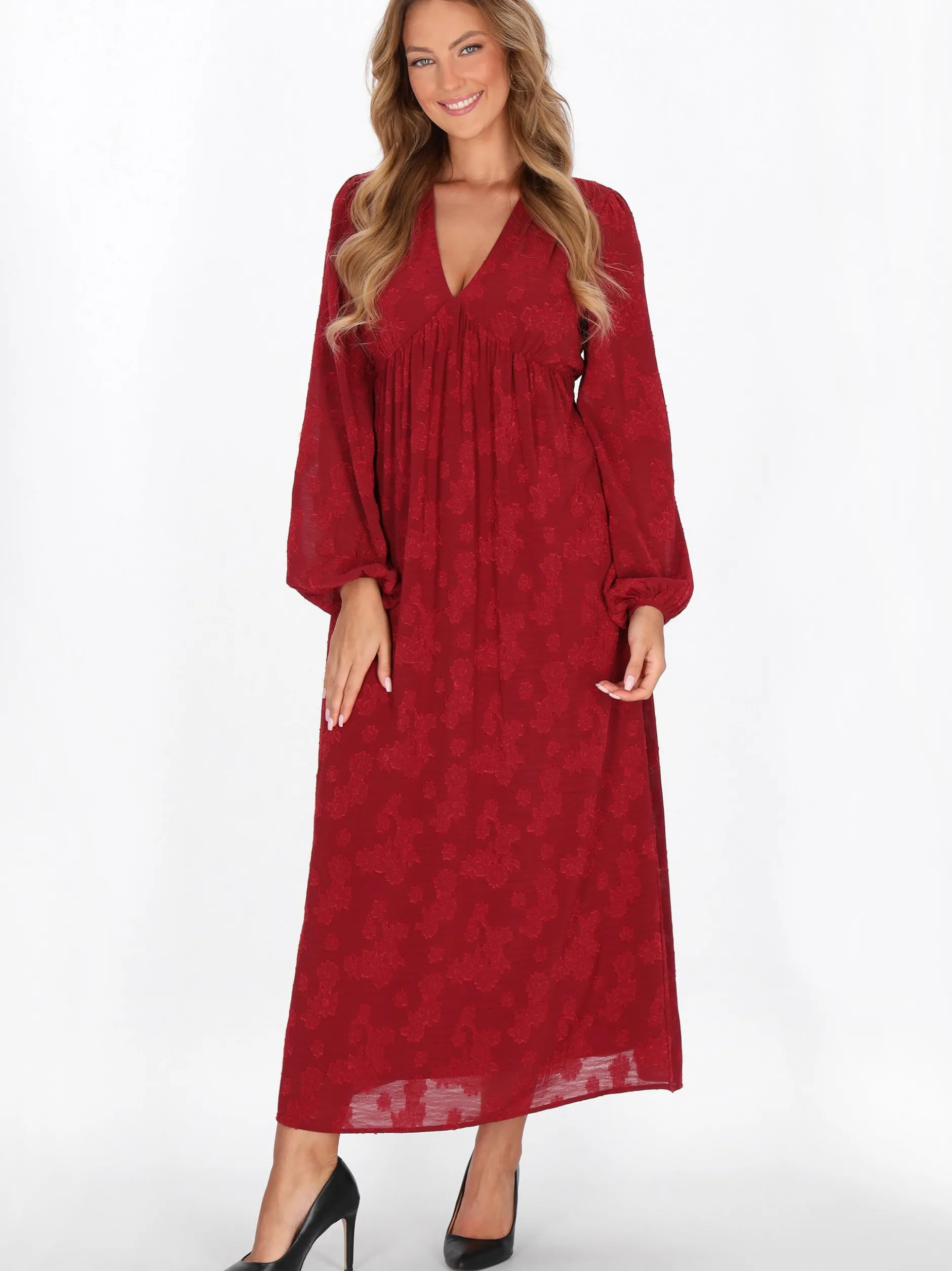 Faina Damen Kleid in bordeaux - Länge: mittel