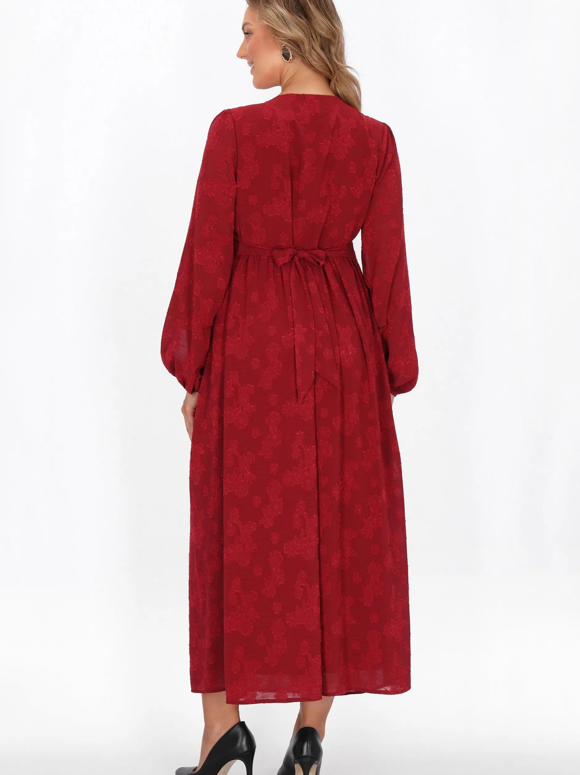 Faina Damen Kleid in bordeaux - Länge: mittel