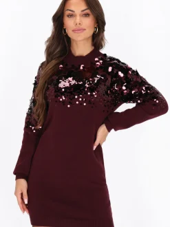 Faina Damen Kleid in bordeaux - Länge: mittel