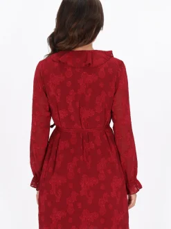 Faina Damen Kleid in bordeaux - Länge: mittel