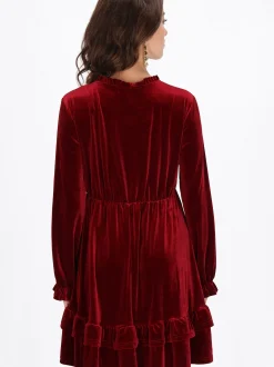 Faina Damen Kleid in bordeaux - Länge: mittel