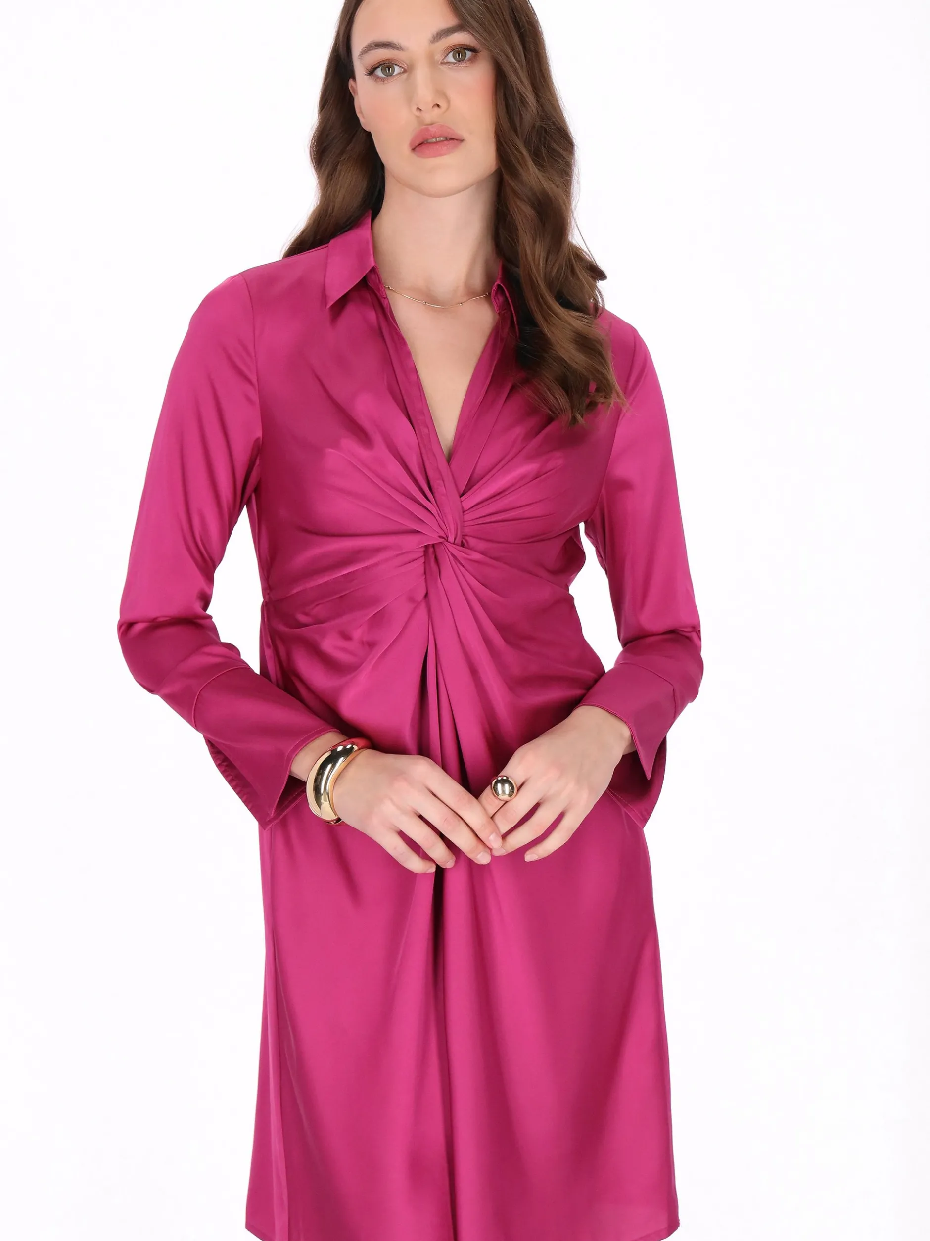 Faina Damen Kleid in fuchsia - Länge: mittel