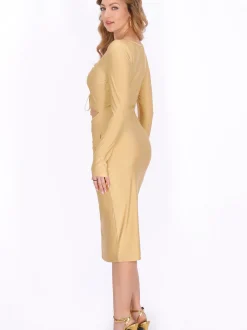 Faina Damen Kleid in gold - Länge: mittel