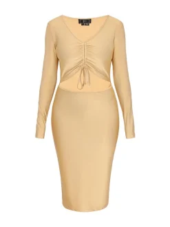 Faina Damen Kleid in gold - Länge: mittel