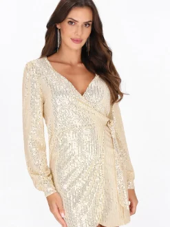 Faina Damen Kleid in gold - Länge: mittel