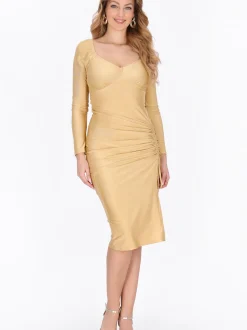 Faina Damen Kleid in gold - Länge: mittel
