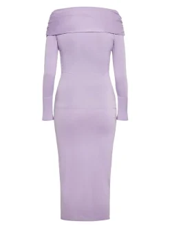 Faina Damen Kleid in lila - Ausschnitt: Carmen