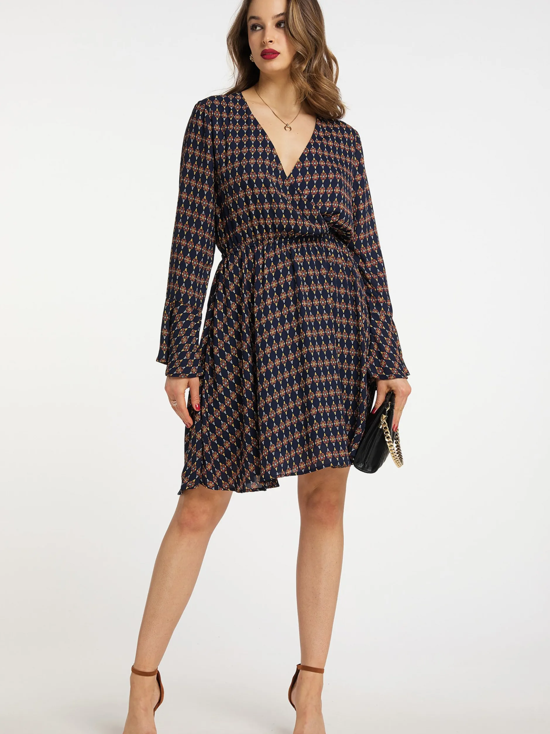 Faina Damen Kleid in marine - Ausschnitt: V-Ausschnitt