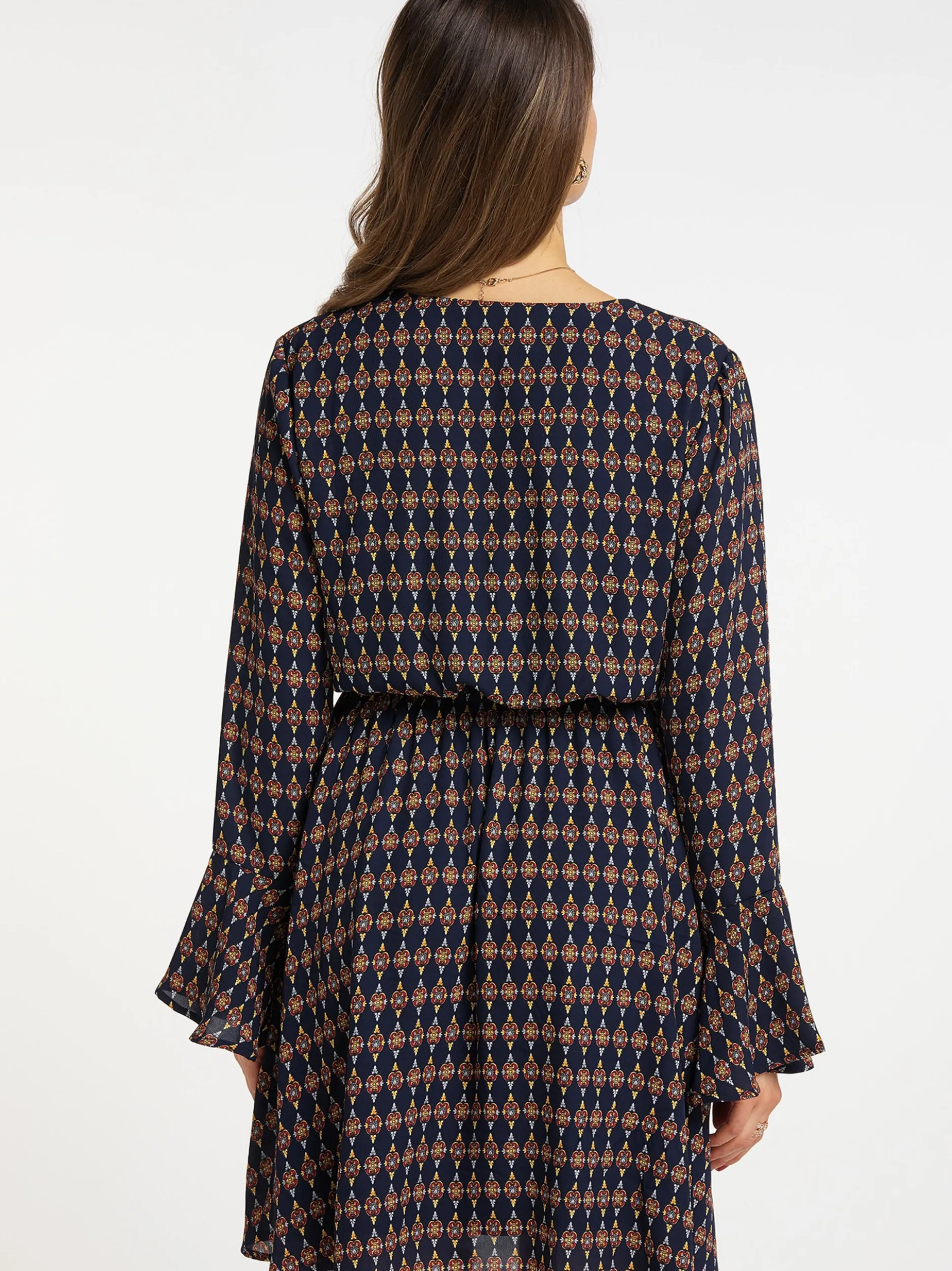Faina Damen Kleid in marine - Ausschnitt: V-Ausschnitt
