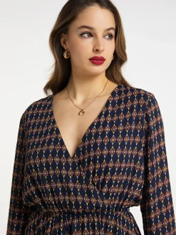 Faina Damen Kleid in marine - Ausschnitt: V-Ausschnitt