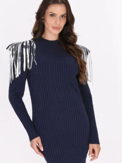 Faina Damen Kleid in marine - Ausschnitt: ohne Kragen