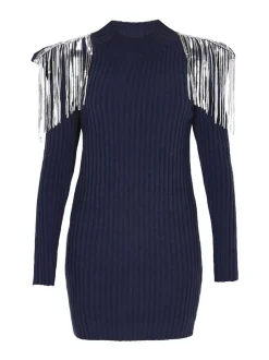 Faina Damen Kleid in marine - Ausschnitt: ohne Kragen