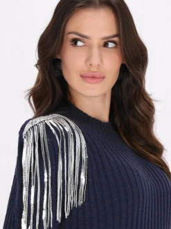 Faina Damen Kleid in marine - Ausschnitt: ohne Kragen