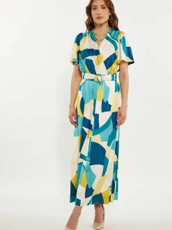 Faina Damen Kleid in mehrfarbig - Ausschnitt: Envelope