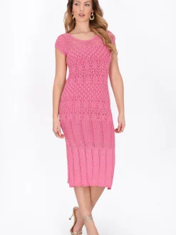 Faina Damen Kleid in pink - Ausschnitt: Rundhals
