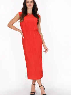 Faina Damen Kleid in rot - Ausschnitt: Rundhals