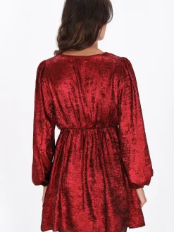 Faina Damen Kleid in rot - Ausschnitt: Rundhals