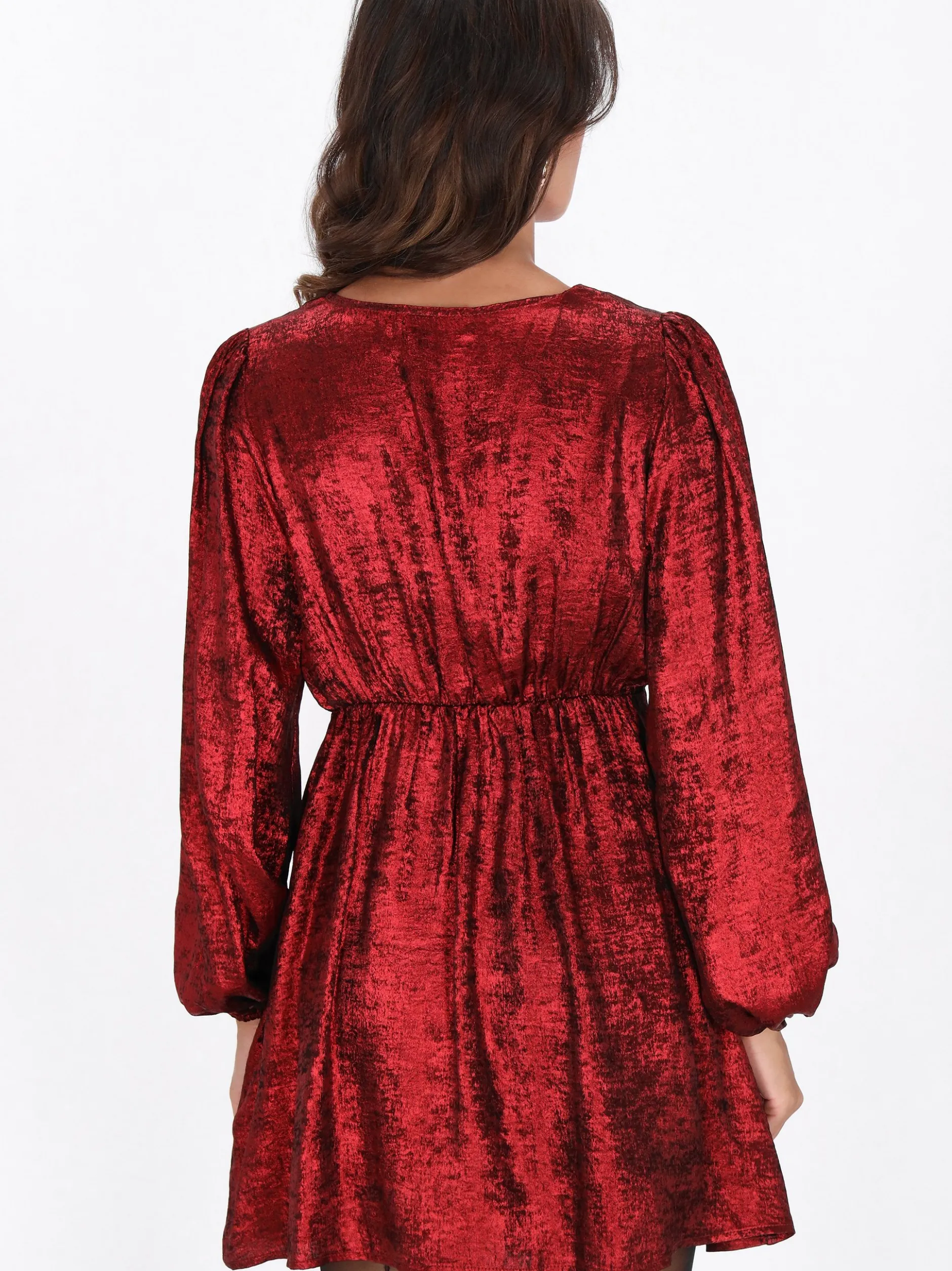 Faina Damen Kleid in rot - Ausschnitt: Rundhals
