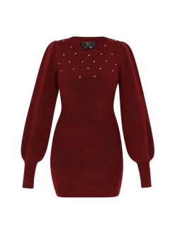 Faina Damen Kleid in rot - Ausschnitt: Rundhals
