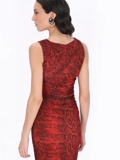 Faina Damen Kleid in rot - Länge: mittel