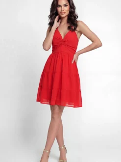 Faina Damen Kleid in rot - Länge: mittel