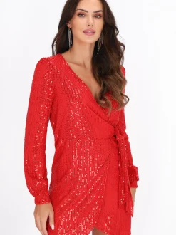 Faina Damen Kleid in rot - Länge: mittel