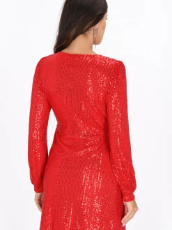 Faina Damen Kleid in rot - Länge: mittel