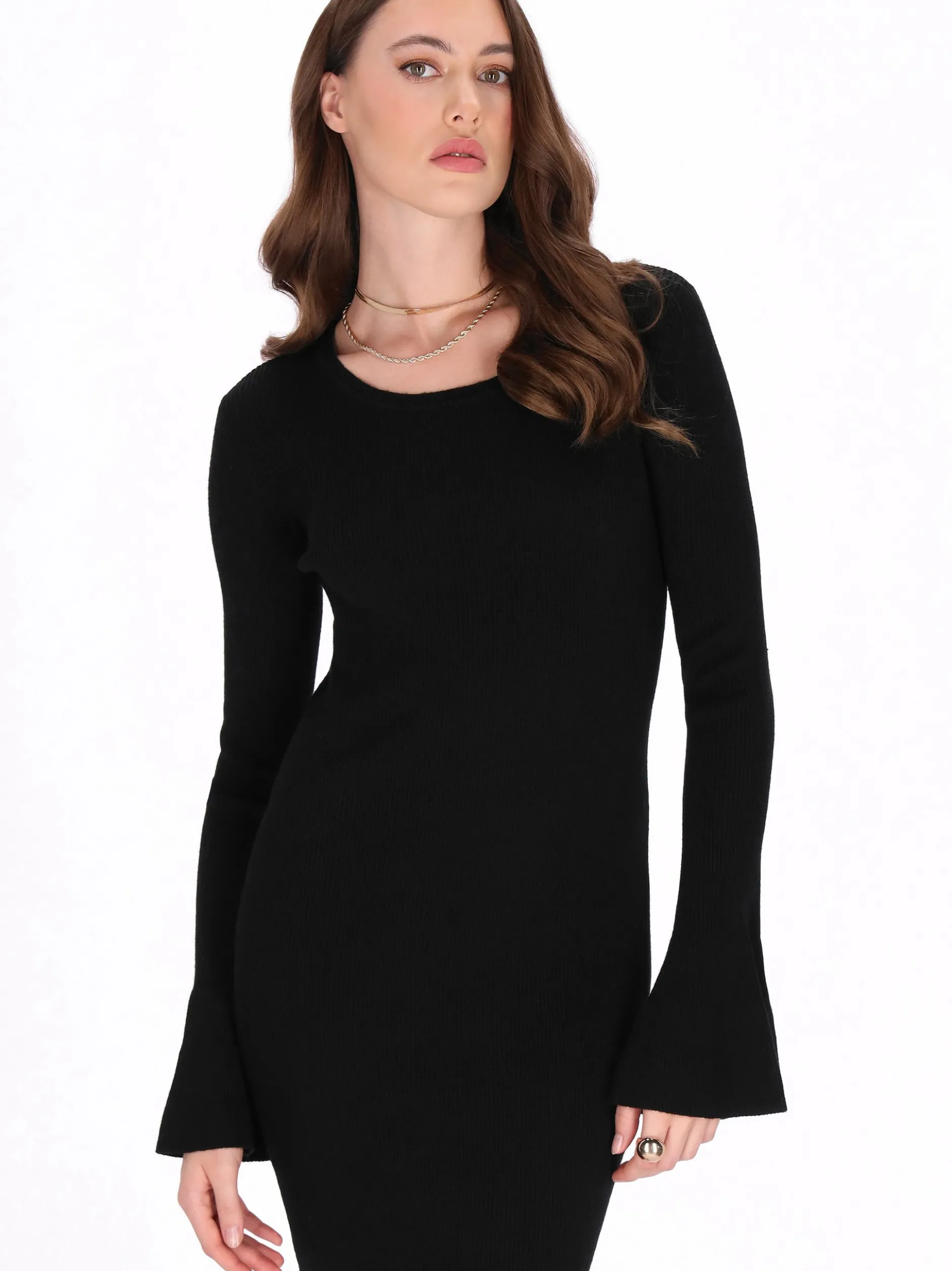 Faina Damen Kleid in schwarz - Ausschnitt: Rundhals