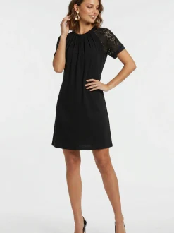 Faina Damen Kleid in schwarz - Ausschnitt: Rundhals