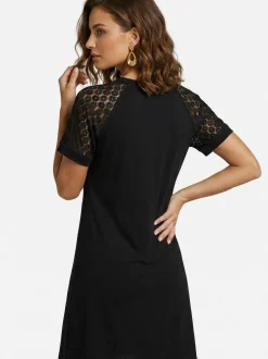 Faina Damen Kleid in schwarz - Ausschnitt: Rundhals