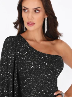 Faina Damen Kleid in schwarz - Länge: mittel
