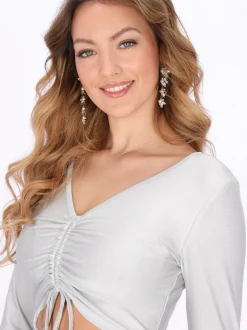 Faina Damen Kleid in silber - Länge: mittel