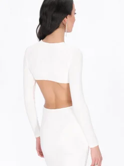 Faina Damen Kleid in weiß - Ausschnitt: Rundhals
