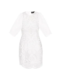 Faina Damen Kleid in weiß - Ausschnitt: Rundhals